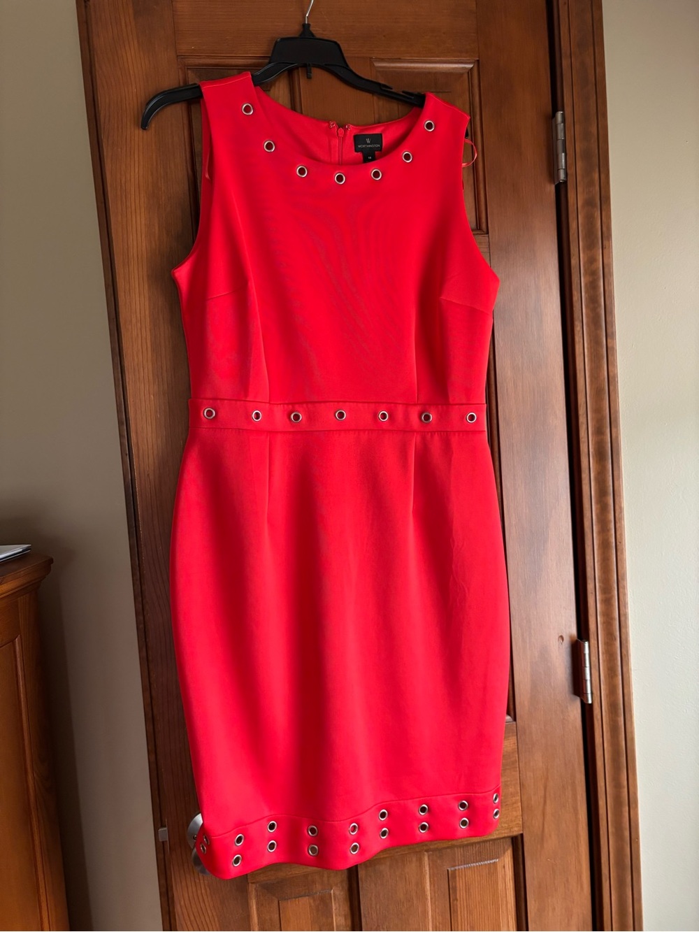 Worthington Red Eyelet Sleeveless Midi Dress